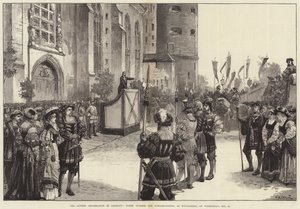 Die Lutherfeier in Deutschland, Szene vor der Schlosskirche in Wittenberg, am Mittwoch, 31. Oktober von William Heysham Overend