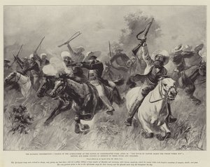 Der Matabili-Aufstand, Angriff der Afrikander in der Schlacht von Colenbrander Farm, 25. April, Eine Berührung der Natur macht die ganze Welt verwandt; Briten und Buren vereinen sich zur Verteidigung ihrer Frauen