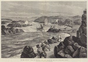 Die Nil-Expedition, Schleppen der Walboote mit Truppen durch das erste Tor des zweiten Katarakts von William Heysham Overend