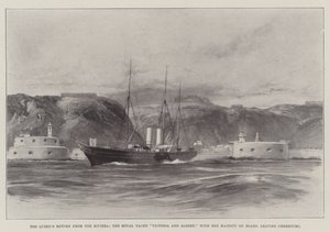 Die Rückkehr der Königin von der Riviera, die königliche Yacht Victoria und Albert, mit Ihrer Majestät an Bord, verlässt Cherbourg von William Heysham Overend