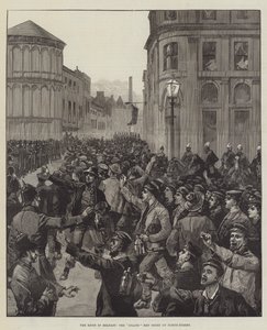 Die Unruhen in Belfast, die Inselmänner gehen die North-Street hinauf von William Heysham Overend