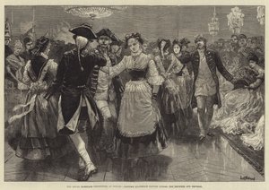Die königlichen Hochzeitsfeierlichkeiten in Berlin, Kostüm-Quadrille vor dem Kaiser und der Kaiserin getanzt von William Heysham Overend