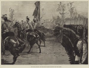 Die königliche Überprüfung, die Brigade der Wachen marschiert an der Königin vorbei