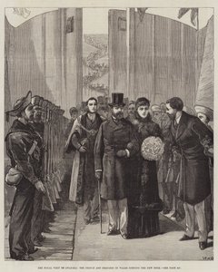 Der königliche Besuch in Swansea, der Prinz und die Prinzessin von Wales eröffnen das neue Dock von William Heysham Overend