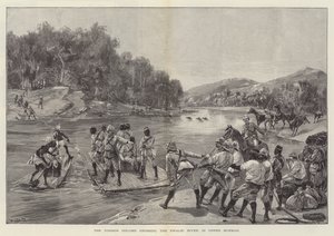 Die Tonhon-Säule überquert den Swalei-Fluss in Oberburma von William Heysham Overend