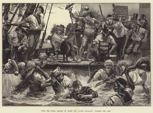 Mit den königlichen Prinzen an Bord des Flying Squadron, Überquerung der Linie von William Heysham Overend