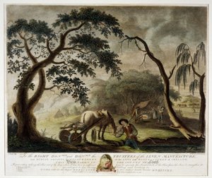 Entnahme des Flachses aus dem Moor, Platte III der Leinenmanufaktur von Irland, 1791 von William Hincks