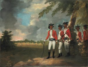 Lager von tausend Männern, gebildet von Augustus Cleveland drei Meilen von Bhagalpur entfernt, mit seinem Herrenhaus in der Ferne
