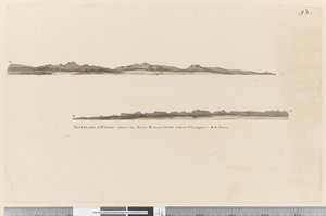 Seite 3 Profil der Insel St. Jago, Kapverdische Inseln. Betitelt Die Insel St. Jago, wo der Punkt D WSW 3 Meilen entfernt liegt