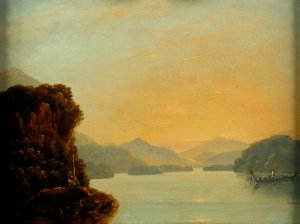 Ansicht in Dusky Bay mit einem Maori-Kanu von William Hodges