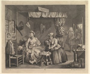 Der Lebensweg einer Dirne, Tafel 3, April 1732 von William Hogarth