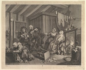 Der Lebensweg einer Dirne, Tafel 5, April 1732 von William Hogarth