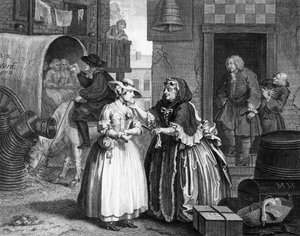 Der Lebensweg einer Dirne, Platte I von William Hogarth