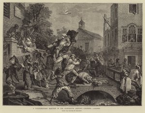 Eine Parlamentswahl im achtzehnten Jahrhundert, ein Mitglied wird getragen von William Hogarth