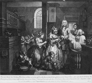 Der Lebensweg eines Wüstlings, Platte 5, Verheiratet mit einer alten Jungfer von William Hogarth