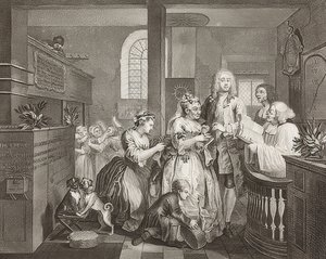 Der Weg eines Liederlichen, Blatt 5: Tom Rakewell heiratet eine reiche Alte von William Hogarth