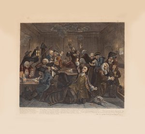Der Lebensweg eines Wüstlings, Platte 6: Szene in einem Spielhaus, ca. 1735