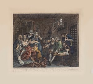 Ein Wüstlingslauf, Platte 7: Die Gefängnisszene, ca. 1735 von William Hogarth