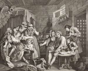 Der Weg eines Liederlichen, Blatt 7: Tom Rakewell im Schuldgefängnis von William Hogarth