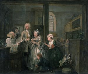 Der Lebensweg eines Wüstlings V: Der Wüstling heiratet eine alte Frau, 1733 von William Hogarth