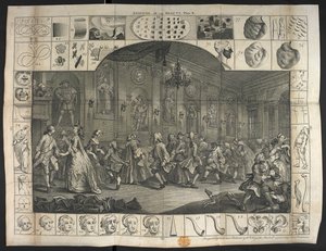Eine große Anzahl von Menschen tanzt von William Hogarth