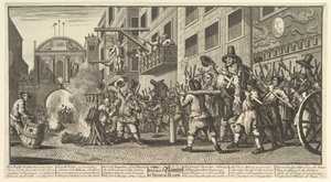 Verbrennung der Rümpfe am Temple Bar Zwölf große Illustrationen für Samuel Butlers Hudibra..., 1725-68