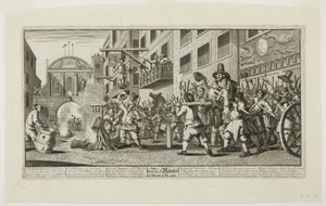Verbrennung der Rümpfe am Temple Bar, Tafel elf aus Hudibras