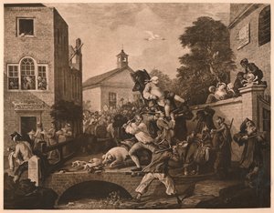 Chairing the Members, Platte IV aus The Humours of an Election, 1757 von William Hogarth