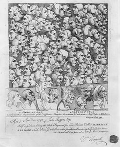 Charaktere und Karikaturen, veröffentlicht im April 1743 von William Hogarth