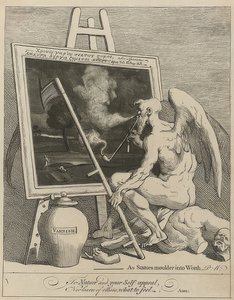 Der Zeitgott raucht ein Gemälde an (Time Smoking a Picture) von William Hogarth