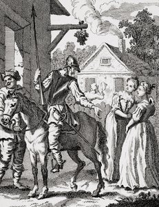 Don Quijote und Sancho Panza in einem Gasthaus, veröffentlicht 1798 von William Hogarth