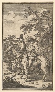 Hudibras zieht aus Siebzehn kleine Illustrationen für Samuel Butlers Hudibras, no..., 1721-26