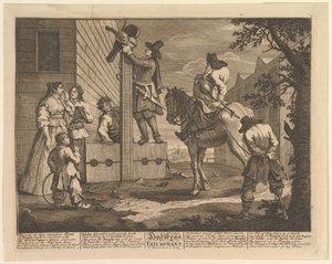 Hudibras triumphierend Zwölf große Illustrationen für Samuel Butlers Hudibras, Tafel 4, 1725-68 von William Hogarth