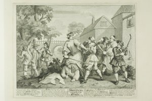 Hudibras von Trulla besiegt, Platte fünf aus Hudibras