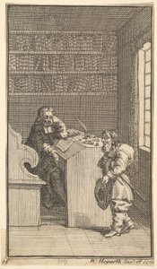 Hudibras und der Anwalt Siebzehn kleine Illustrationen für Samuel Butlers Hudibras, 1721-26 von William Hogarth