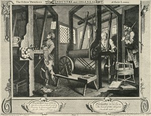 Innenraum einer Weberwerkstatt, 1747, 1925