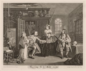 Heirat à la Mode: Die Szene mit dem Quacksalber von William Hogarth