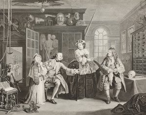Heirat nach der Mode. Blatt 3: Der Graf und der Quacksalber von William Hogarth