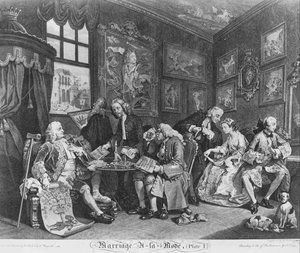 Die Modeehe, Platte 1, (Der Ehevertrag) von William Hogarth