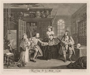 Marriage à la Mode: Die Szene mit dem Quacksalber, 1745 von William Hogarth