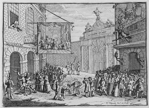 Maskeraden und Opern, Burlington Gate, 1724 von William Hogarth