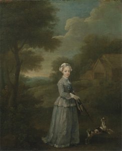 Miss Wood mit ihrem Hund, ca. 1730 von William Hogarth