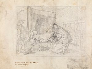 Operationsszene in einem Krankenhaus mit Nebenskizzen am unteren rechten Rand von William Hogarth