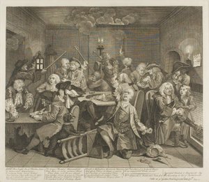 Tafel Sechs, aus Ein Wüstlings Fortschritt von William Hogarth