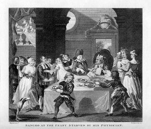 Sancho wird von seinem Arzt ausgehungert von William Hogarth