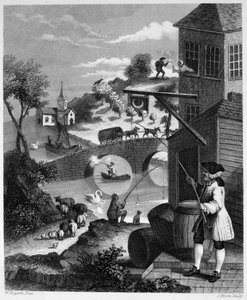 Satire auf falsche Perspektive von William Hogarth