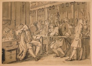 Skizze für Industry and Idleness - Platte X, 1747 von William Hogarth