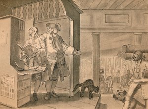 Skizze für Platte IV aus Industrie und Müßiggang, 1747 von William Hogarth