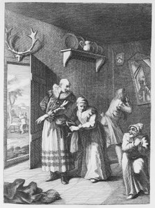 Der Pfarrer und der Barbier verkleiden sich, um Don Quixote nach Hause zu bringen