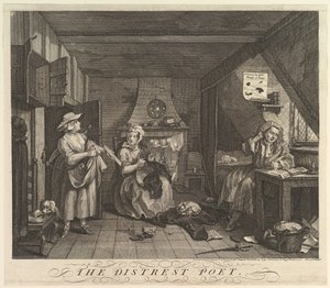 Der bedrängte Dichter (15. Dezember 1740) von William Hogarth